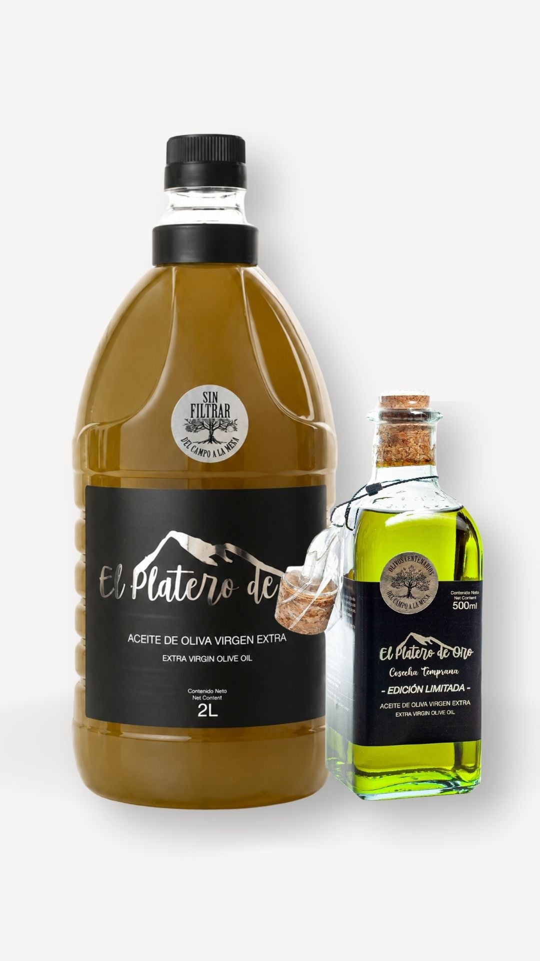 Pack Auténtico El Platero de Oro: Garrafa 2L Sin Filtrar + Frasca 500ml